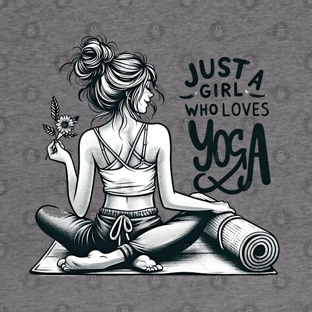 Just a Girl Who Loves Yoga-Girl with Mat and Messy Bun by Mapd